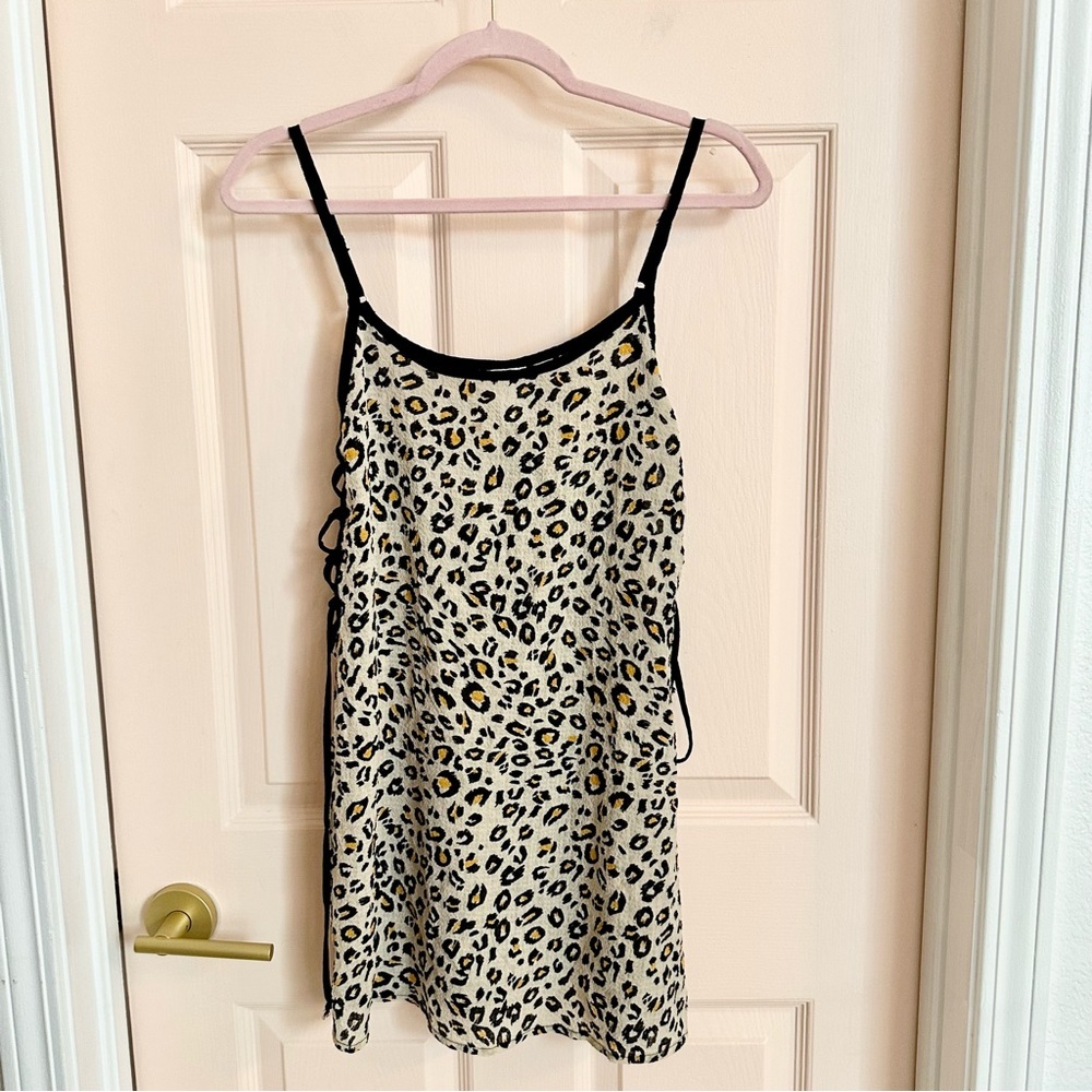 Lightweight lace up animal print dress